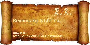 Rovenszky Klára névjegykártya